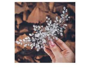 Unicra Silver Bridal Wedding Hair Comb Crystal Rhinestone Headpiece